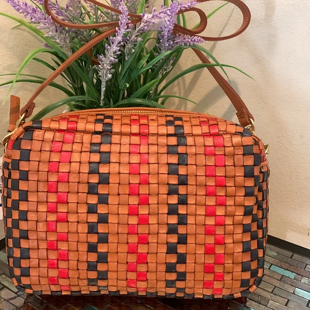 Clare V . Marisol Woven Leather Crossbody Bag, PINSTRIPE WOVEN CHECKER - Picture 6 of 17